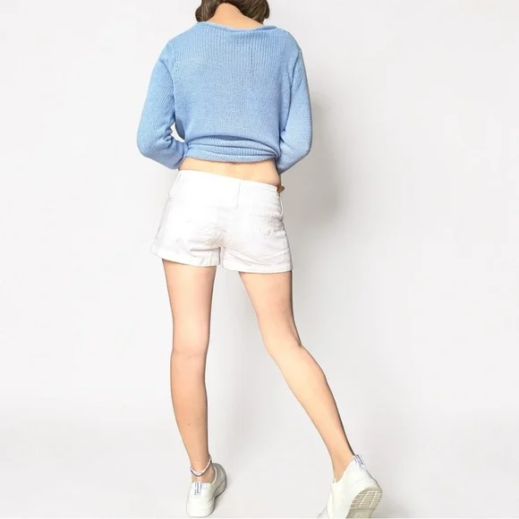 Rubbish White Low Rise Shorts Coastal Linen Blend - Picture 4 of 11